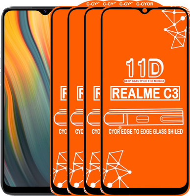 CYOR Edge To Edge Tempered Glass for REALME C3(Pack of 4)