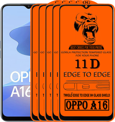 TWIGLO Edge To Edge Tempered Glass for OPPO A16(Pack of 5)