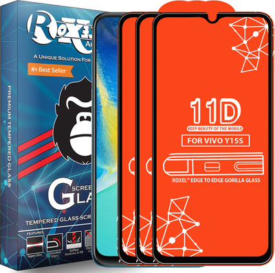 Roxel Edge To Edge Tempered Glass for Vivo Y15S(Pack of 3)
