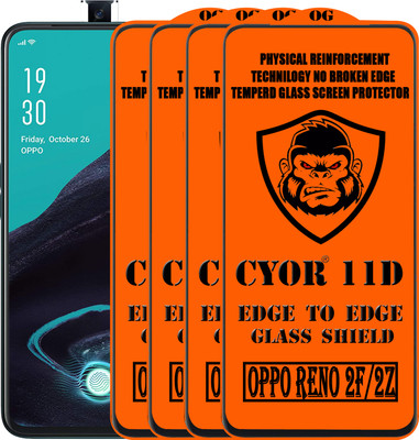 CYOR Edge To Edge Tempered Glass for Oppo Reno2 F(Pack of 4)