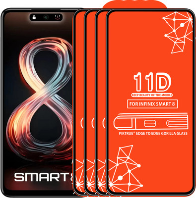 PikTrue Edge To Edge Tempered Glass for INFINIX SMART 8(Pack of 4)