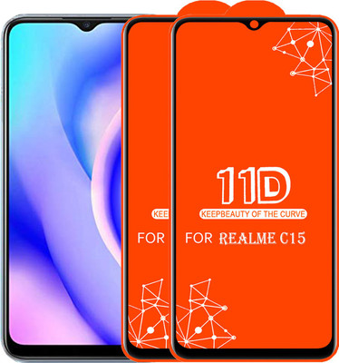 HQ Protection Edge To Edge Tempered Glass for Realme C15(Pack of 2)