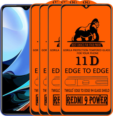 TWIGLO Edge To Edge Tempered Glass for REDMI 9 POWER(Pack of 4)