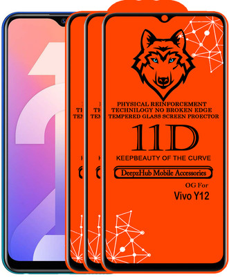 CRodible Edge To Edge Tempered Glass for Vivo Y12(Pack of 3)