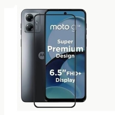 S-Softline Edge To Edge Tempered Glass for Moto G14 5G, Full Coverage 9H Hardness Edge to Edge(Pack of 1)