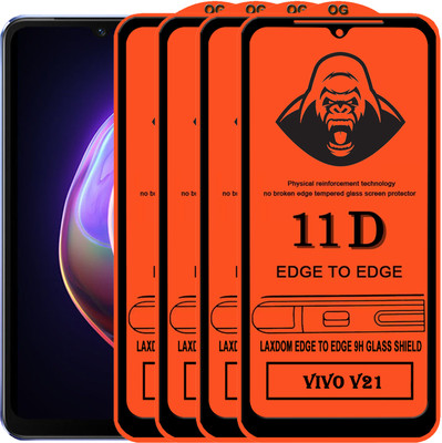 Laxdom Edge To Edge Tempered Glass for VIVO V21(Pack of 4)