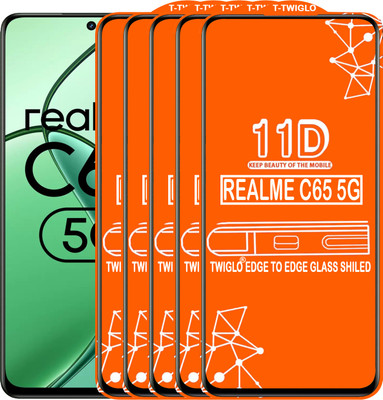 TWIGLO Edge To Edge Tempered Glass for REALME C65 5G(Pack of 5)