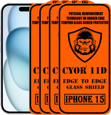 CYOR Edge To Edge Tempered Glass for IPHONE 15(Pack of 4)