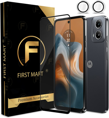 FIRST MART Edge To Edge Tempered Glass for Motorola G34 5G, Moto G34 5G, Motorola G34, Moto G34, ( 1 OG Tempered Glass with 1 Ocean Silver Camera Ring )(Pack of 2)
