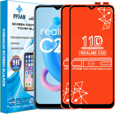PFOAM Edge To Edge Tempered Glass for REALME C20(Pack of 2)