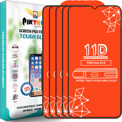 PikTrue Edge To Edge Tempered Glass for Vivo U10(Pack of 5)