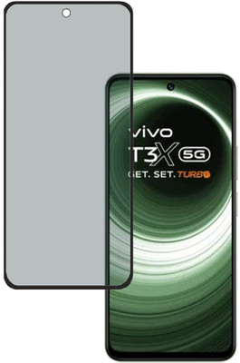 KARTRAY Edge To Edge Tempered Glass for Vivo T3x 5G, Privacy Glass(Pack of 1)