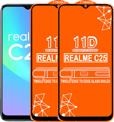 TWIGLO Edge To Edge Tempered Glass for REALME C25(Pack of 2)