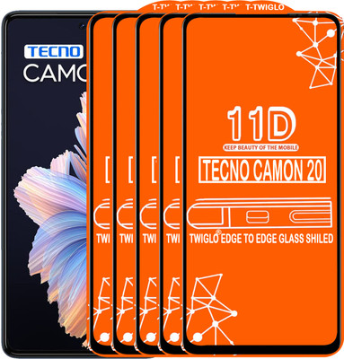 TWIGLO Edge To Edge Tempered Glass for TECNO CAMON 20(Pack of 5)