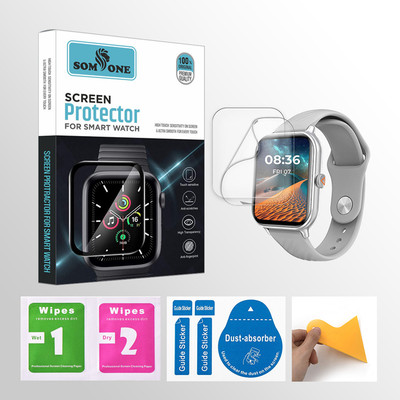 SOMTONE Edge To Edge Tempered Glass for beatXP Unbound Nova 1.96 inch Smartwatch 2 PROTECTOR + 2 WIPES + 2 DUST REMOVAL STICKER + 1 WIPER(Pack of 2)