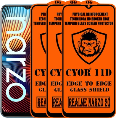CYOR Edge To Edge Tempered Glass for REALME NARZO 20(Pack of 3)