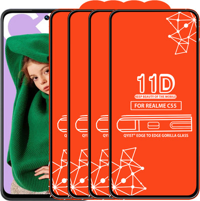 Qyist Edge To Edge Tempered Glass for Realme C55(Pack of 4)