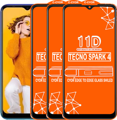 CYOR Edge To Edge Tempered Glass for TECNO SPARK 4(Pack of 3)