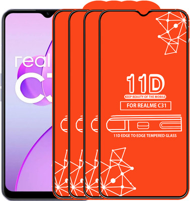 Roxel Edge To Edge Tempered Glass for Realme C31(Pack of 4)