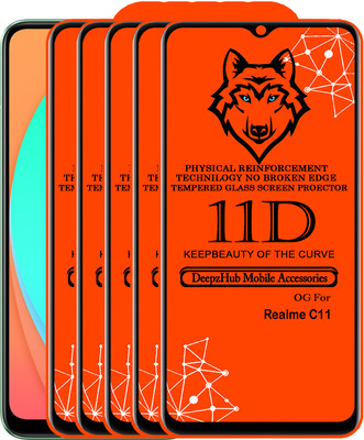 DeepzHub Edge To Edge Tempered Glass for Realme C11(Pack of 5)