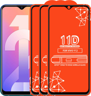 Qyist Edge To Edge Tempered Glass for Vivo Y12(Pack of 3)
