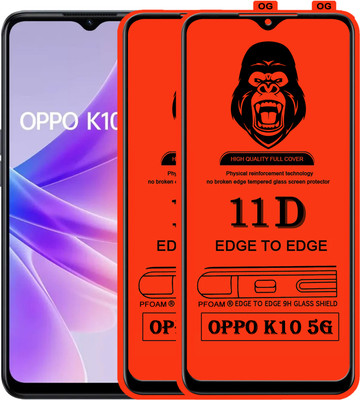 Laxdom Edge To Edge Tempered Glass for OPPO K10 5G(Pack of 2)