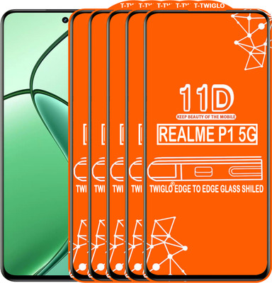 TWIGLO Edge To Edge Tempered Glass for REALME P1 5G(Pack of 5)