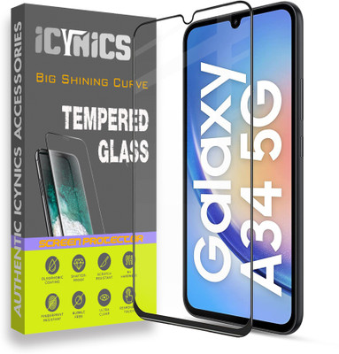 ICYNICS Edge To Edge Tempered Glass for Samsung A34 5G, Anti-Fingerprint, Waterproof, Oil-resistant, Bubble-Free, Anti-Static with Full Screen Coverage & Easy Installation(Pack of 1)