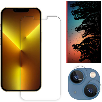 SOMTONE Edge To Edge Tempered Glass for Apple iPhone 13 mini 5G Tempered Glass Screen Protector | Anti-Scratch | Edge to Edge Full Coverage | 9H Hardness ( 1 FRONT SCREEN GUARD + 1 CAMERA LENS PROTECTOR + 1 FREE BACK EMBOSSED SKIN061 )(Pack of 1)
