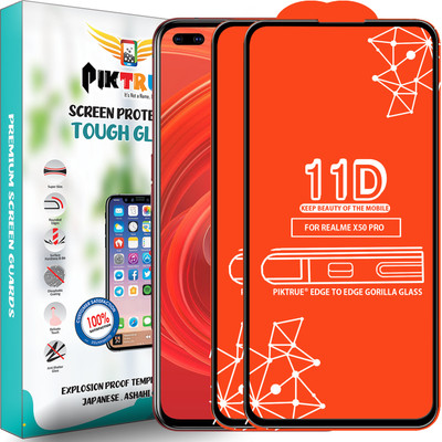 PikTrue Edge To Edge Tempered Glass for Realme X50 Pro(Pack of 2)