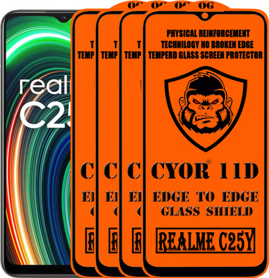 CYOR Edge To Edge Tempered Glass for REALME C25Y(Pack of 4)