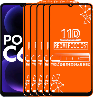 TWIGLO Edge To Edge Tempered Glass for REDMI POCO C61(Pack of 5)