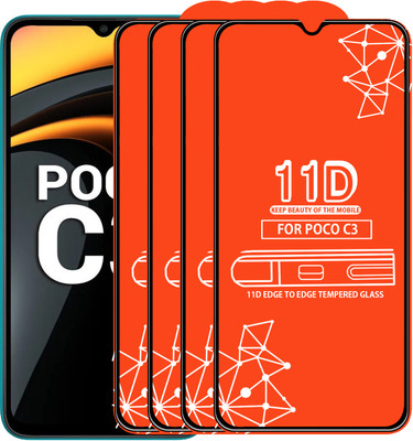Qyist Edge To Edge Tempered Glass for Poco C3(Pack of 4)
