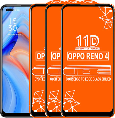 CYOR Edge To Edge Tempered Glass for OPPO RENO 4(Pack of 3)