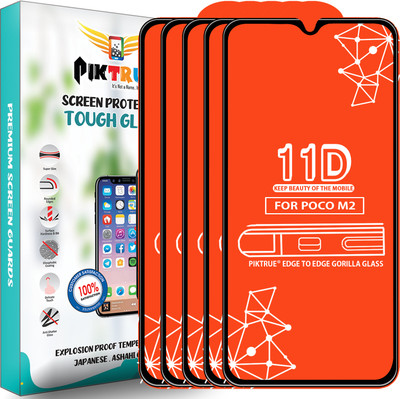 PikTrue Edge To Edge Tempered Glass for Poco M2(Pack of 5)