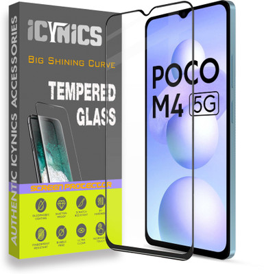 ICYNICS Edge To Edge Tempered Glass for Poco M4 5G, Anti-Fingerprint, Waterproof, Oil-resistant, Bubble-Free, Anti-Static with Full Screen Coverage & Easy Installation(Pack of 1)