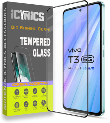 ICYNICS Edge To Edge Tempered Glass for vivo T3 5G, Anti-Fingerprint, Waterproof, Oil-resistant, Bubble-Free, Anti-Static, Scratch Resistant Full Coverage with Wooden box to ensure safety(Pack of 1)