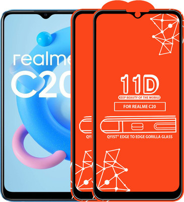 Qyist Edge To Edge Tempered Glass for Realme C20(Pack of 2)