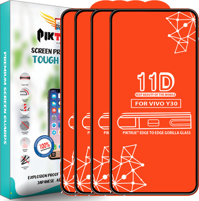 PikTrue Edge To Edge Tempered Glass for Vivo Y30(Pack of 4)