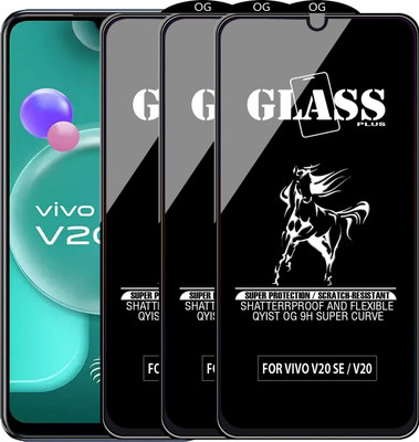 Qyist Edge To Edge Tempered Glass for VIVO V20 SE(Pack of 3)