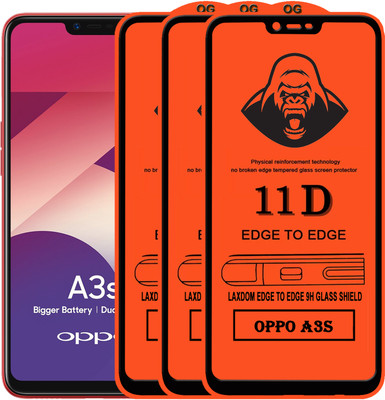 Laxdom Edge To Edge Tempered Glass for Oppo A3s(Pack of 3)