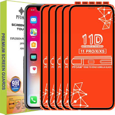 PFOAM Edge To Edge Tempered Glass for Apple iPhone XS(Pack of 5)