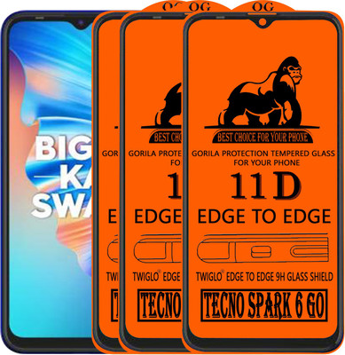 TWIGLO Edge To Edge Tempered Glass for TECNO SPARK 6 GO(Pack of 3)