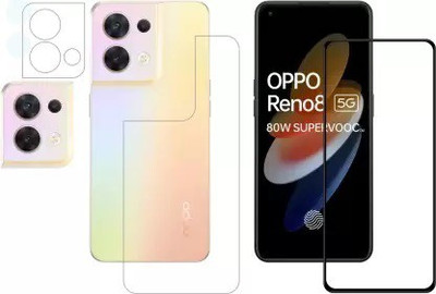 Quicknick Edge To Edge Tempered Glass for OPPO Reno8, Front Screen and Back Side fully protected tempered glass, With Camera Lens Protector(Pack of 3)