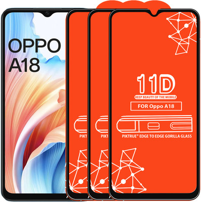 PikTrue Edge To Edge Tempered Glass for Oppo A18(Pack of 3)