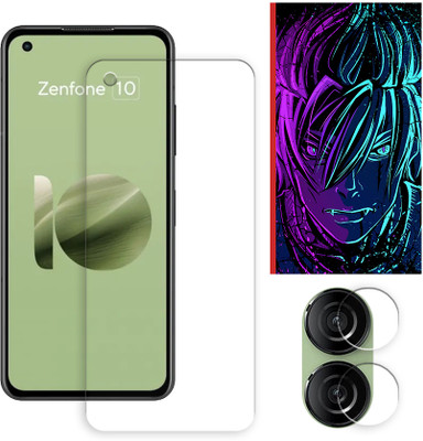 SOMTONE Edge To Edge Tempered Glass for Asus Zenfone 10 5G Tempered Glass Screen Protector | Anti-Scratch | Edge to Edge Full Coverage | 9H Hardness (1 FRONT SCREEN GUARD + 1 CAMERA LENS PROTECTOR + 1 FREE BACK EMBOSSED SKIN002)(Pack of 1)