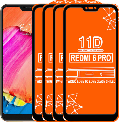 TWIGLO Edge To Edge Tempered Glass for Mi Redmi 6 pro(Pack of 4)