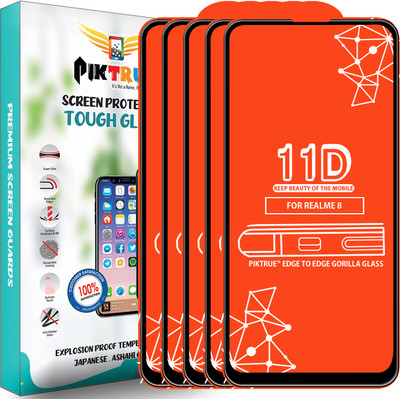 PikTrue Edge To Edge Tempered Glass for Realme 8(Pack of 5)