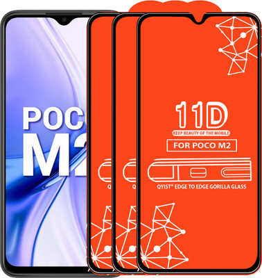 Qyist Edge To Edge Tempered Glass for Poco M2(Pack of 3)