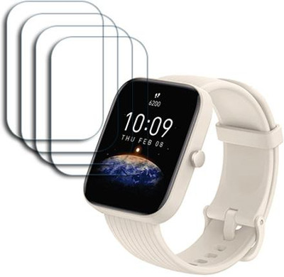 SOMTONE Edge To Edge Tempered Glass for Amazfit Bip 3 Pro 1.69 inch SMARTWATCH SCREEN GUARD(Pack of 4)